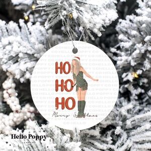 NWT Merry Swiftmas Ho Ho Ho Ceramic Round Holiday Christmas Ornament